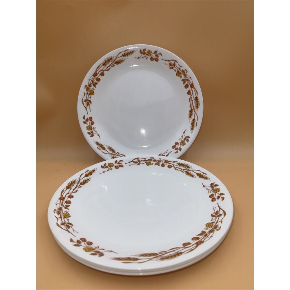 5 Vintage Corelle Harvest Home Wheat Dinner Plates Autumn Fall Discontinued 10”